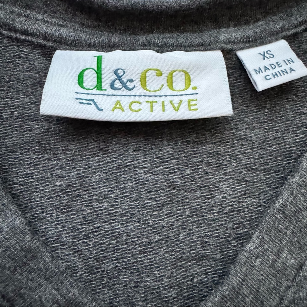 D&Co Active French Terry 3/4 Sleeve V-Neck Dress Pockets Dark Gray Sz XS - Picture 7 of 10